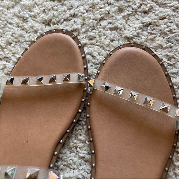 Steve Madden Travel Tan Flat Sandal Crystals Size 7.5 - Picture 3 of 7